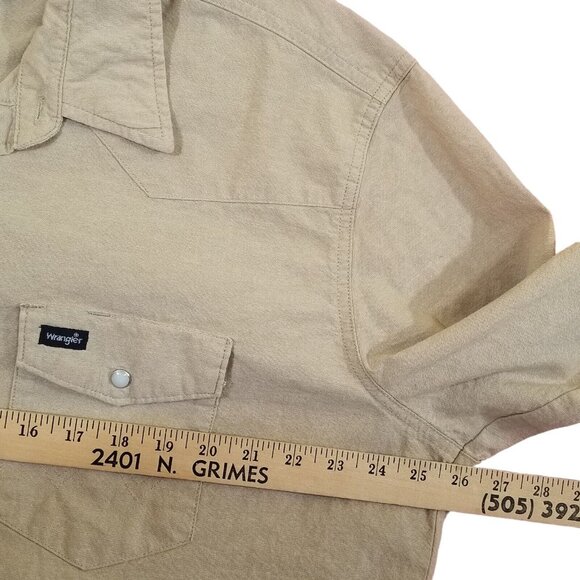 Vintage Wrangler Mens Shirt XXL Western Pearl Snap Long Sleeve Tan - Picture 4 of 10